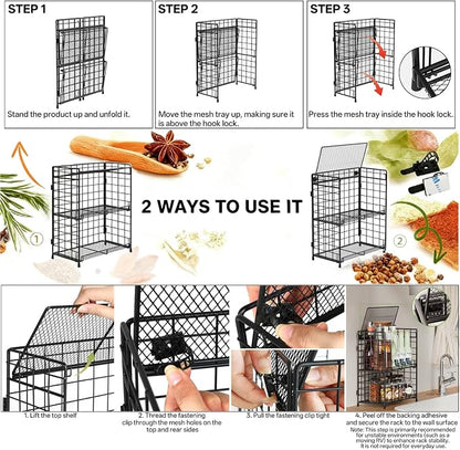 DTUQYX Spice Rack Organizer for Countertop, 3-Tier Large Capacity Foldable - Image 8