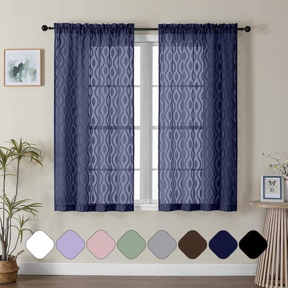 Aiyufeng Blue Sheer Curtains 54 Inch Length 2 Panels, Soft Lightweight Clip by Aiyufeng