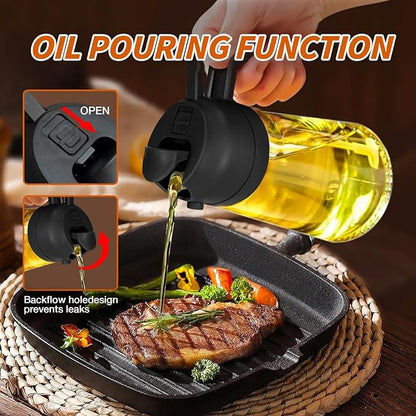 2-in-1 Glass Oil Dispenser & Sprayer - 16oz/470ml Leakproof Bottle - Image 3