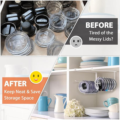 2 Pack Tumbler Lid Organizer, Horizontal Tumbler Lid Storage Hook Up to 20 Lids - Image 5
