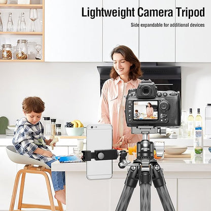 42.2" Carbon Fiber Travel Tripod with 4-Section Leg, Professional Shoot Tripod for Travel/Video/Live Streaming, Max Load 13.23lb with 1/4"-20 Threaded Accessory Socket