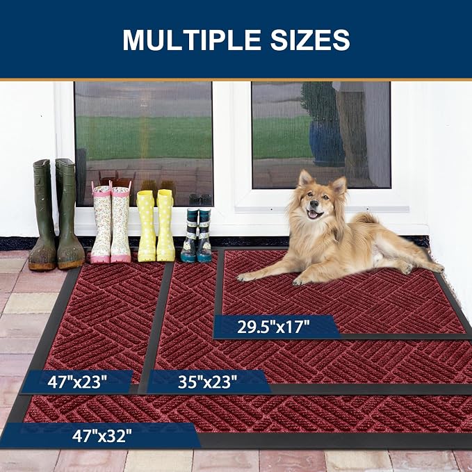 Smiry Front Door Mat Outside Entrance, Heavy Duty Outdoor Indoor Mat, Natural - Image 2