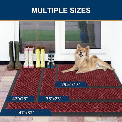 Smiry Front Door Mat Outside Entrance, Heavy Duty Outdoor Indoor Natural Rubber - Image 2