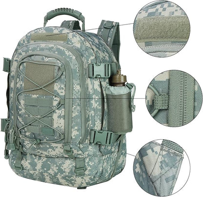 Large Tactical Backpack for Men Military Backpack with DIY System for Travel, Work,Camping,Hunting,Hiking,Sports (Camo A)