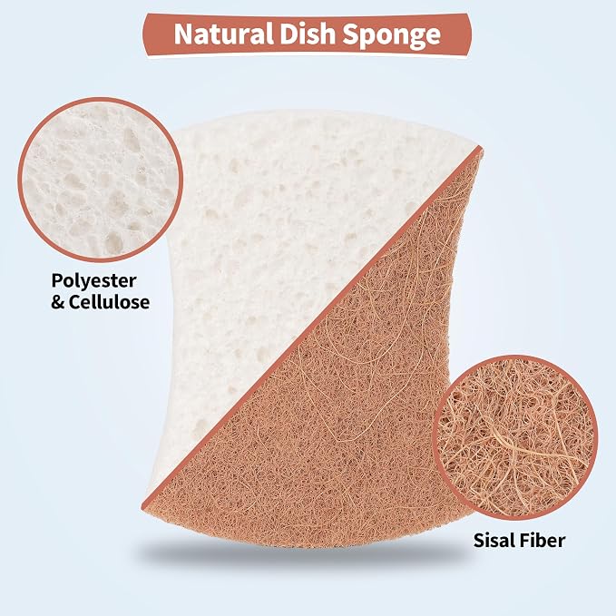 HOMERHYME Natural Dish Sponge 24 Pack, Non-Scratch Scrub Sponge, Eco - Image 2
