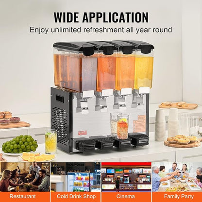 VEVOR Commercial Beverage Dispenser, 4 Tanks 10 L / 10.6 QT Per Tank Juice - Image 6