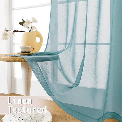 Tollpiz Sheer Door Curtains Closet Linen Textured Curtains Sheer Doorway Light - Image 4