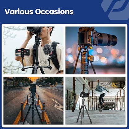Fotopro 73" Carbon Fiber Tripod for Camera, Compact Travel Tripod with Ball Head, Detachable Monopod with Quick Release Plate and Camera Bag, Load up to 22lbs/10KG