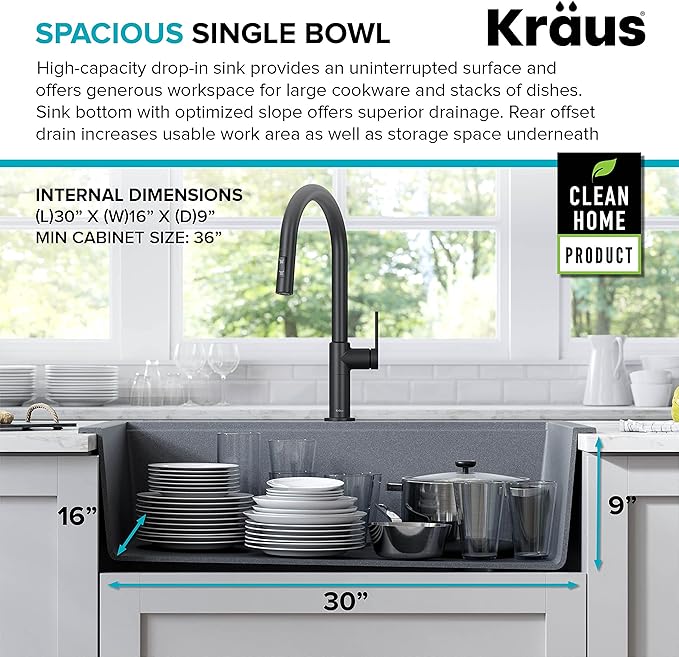 KRAUS Bellucci Workstation 33 in. Drop In Single Bowl Granite Kitchen Sink in Metallic Gray with Accessories, KGTW2-33MGR