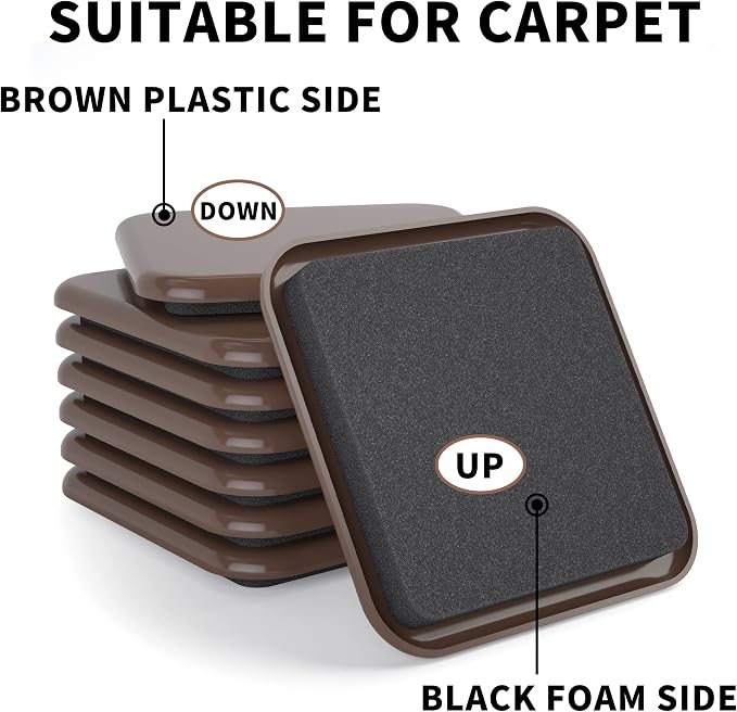 Yelanon Square Furniture Sliders – 16 PCS 2.5" Floor Protectors - Image 3