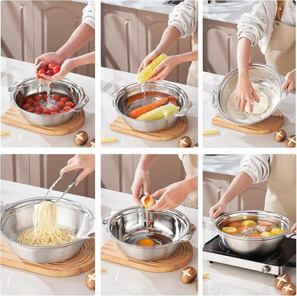 Colander for Kitchen Stainless Steel, 4QT Rice Strainer Bowl - Image 9