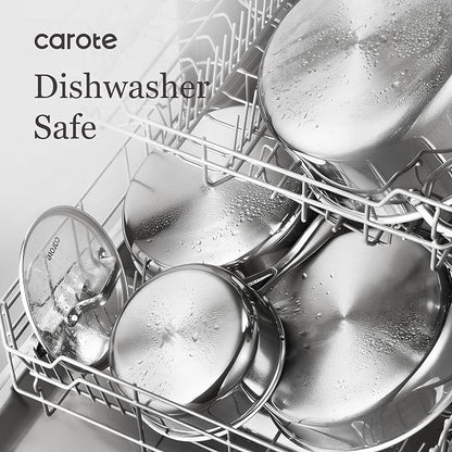 CAROTE 21pcs Tri-Ply Stainless Steel Cookware Set, Pots and Pans Set, Non Toxic - Image 7