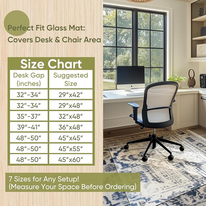 Office Chair Mat for Carpet & Hardwood, Upgraded 29" x 42" Dual Use Tempered - Image 7
