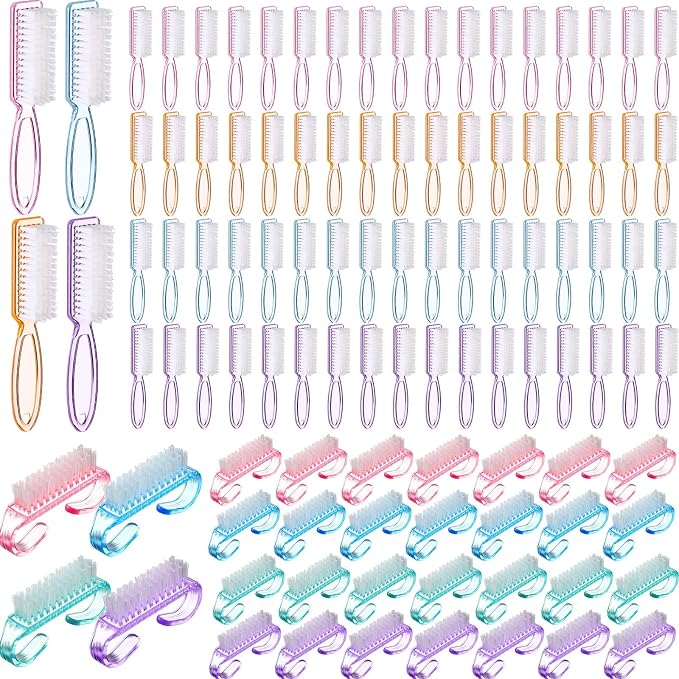 Patelai 200 Pcs Handle Grip Nail Brush Bulk Colorful Nail Scrubber Fingernail by Patelai