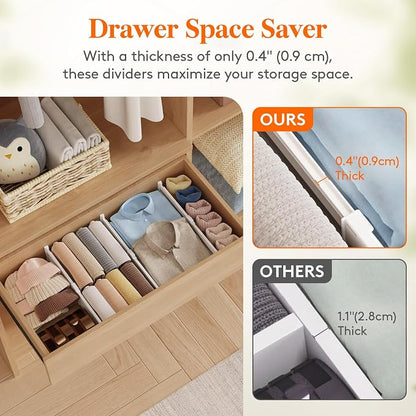 Lifewit 4" Tall 5 Pack Drawer Dividers, 27-42cm/10.5-16.5" Expandable Drawer - Image 6
