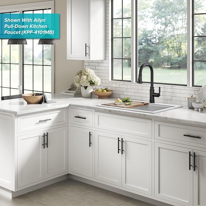 KRAUS Bellucci 28-inch Granite Workstation Drop In Top Mount Single Bowl Kitchen Sink in Metallic Black with Accessories, KGTW12-28MBL