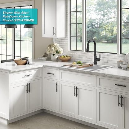 KRAUS Bellucci 28-inch Granite Workstation Drop In Top Mount Single Bowl Kitchen Sink in Metallic Black with Accessories, KGTW12-28MBL