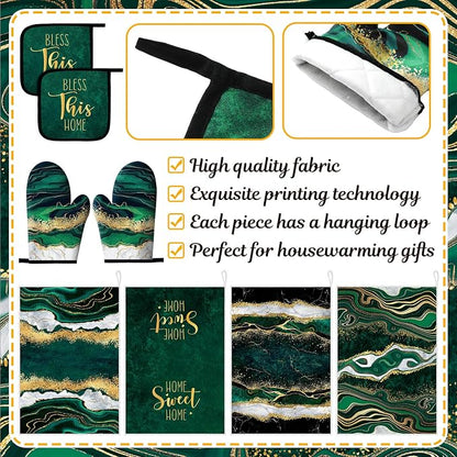 Leinuosen 8 Pcs Kitchen Towels and Dishcloths Sets Oven Mitts and Pot Holders - Image 5