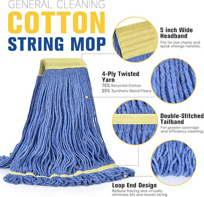 Matthew Cleaning Commercial Mop Head Replacement, 5 Inch Wide Headband - Image 3