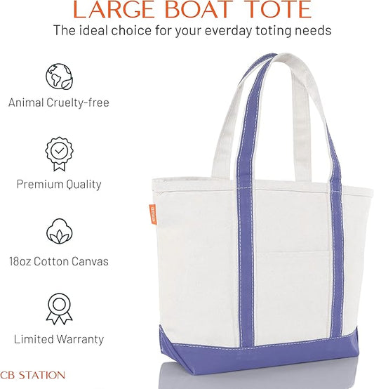 CB STATION Medium Classic Canvas Tote Bag for Women, Top Zipper Closure, Outer Pocket, Daily Essentials, Groceries, Traveling