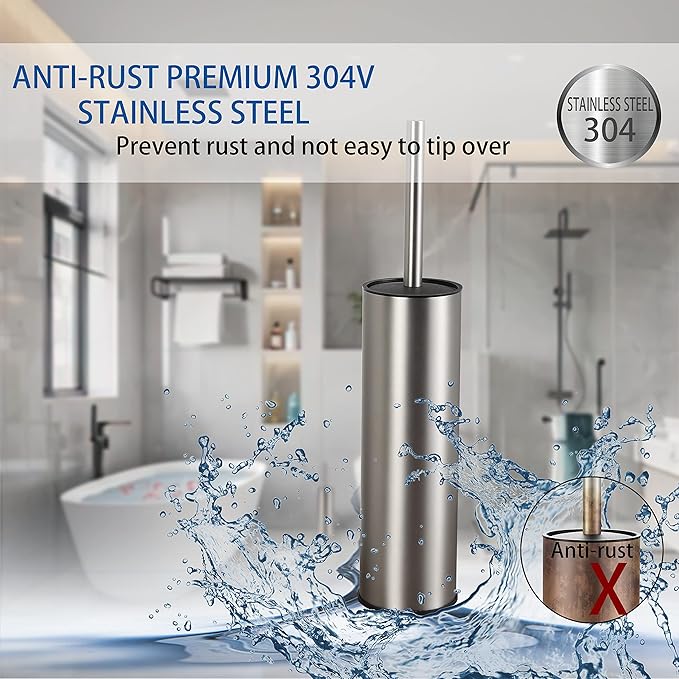 BGL Toilet Brush and Holder, Stainless Steel Toilet Brushes - Image 2