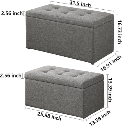 Storage Ottoman Bench with 2.56-inch Thick Seat, 31.5 inch Nesting Ottoman Set - Image 2