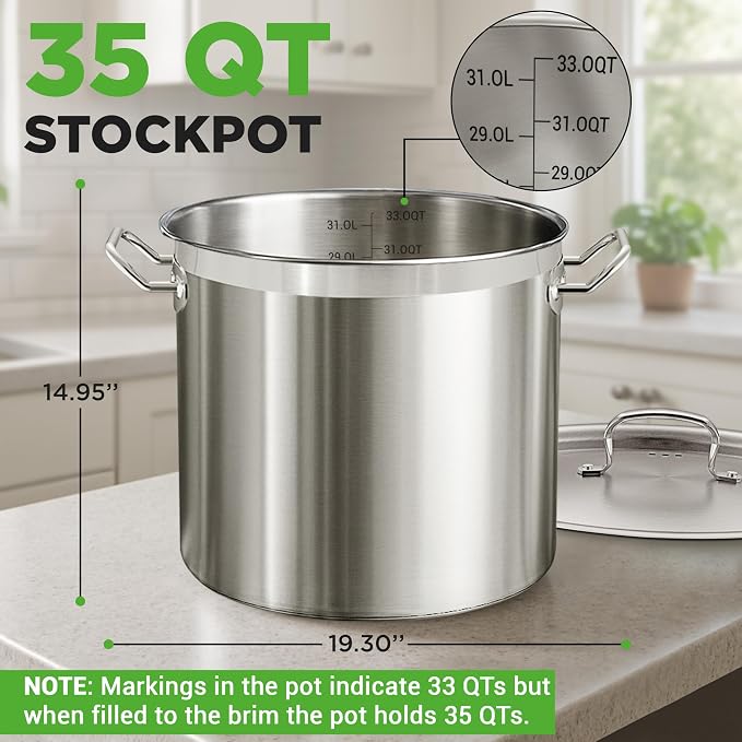 Nutrichef Stainless Steel Cookware Stockpot, 35 Quart Heavy Duty Induction Soup - Image 2