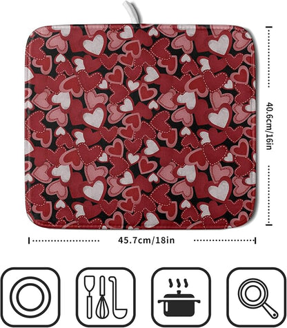 Valentines Day Dish Drying Mat for Kitchen Counter 18x16 Inch Love Drying Mat - Image 4