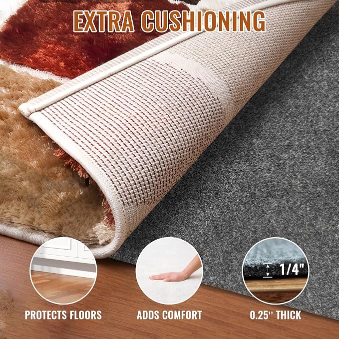 Felt Rug Pad, 5 x 8 Ft Rubber Non-Slip Rug Pad Gripper, Keep Rugs Secure and in - Image 2