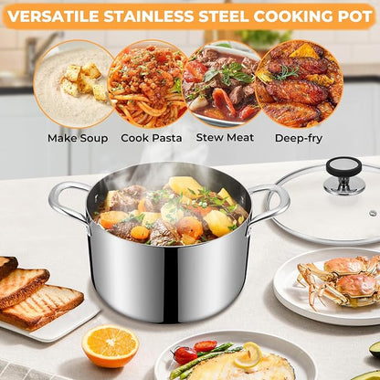 Tri-Ply Stainless Steel Stock Pot, 8 Quart Heavy Duty Induction Cooking Pot - Image 8