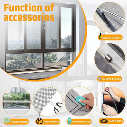 Window Screen Replacement, Screen Door Repair Kit, Including 50 FT - Image 5