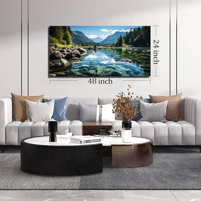 GUGIKA Landscape Wall Art for Living Room, Mountain and Lake Wall-Decor for - Image 7