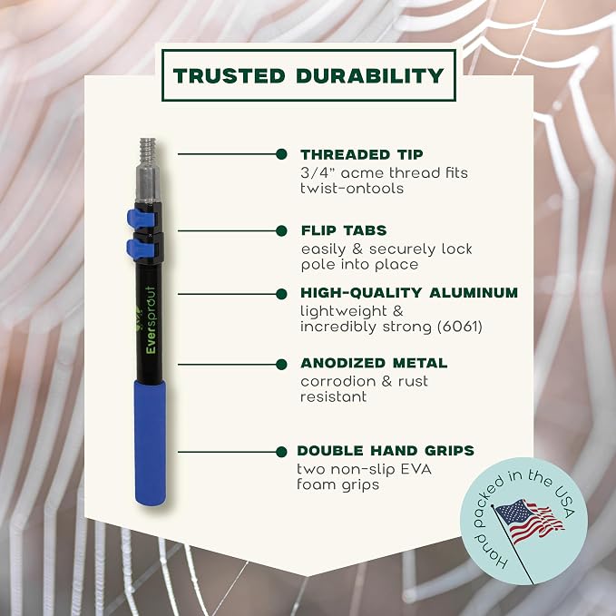 EVERSPROUT 1.5-to-3 Foot Cobweb Duster and Extension-Pole Combo | Hand Packaged - Image 4