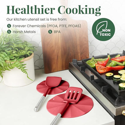 Larder & Vine 12-Piece Silicone Kitchen Cooking Utensils Set - Image 5