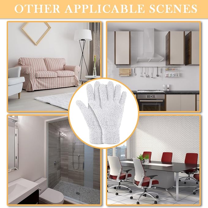 Bencailor 4 Pairs Microfiber Dusting Gloves Washable Reusable Cleaning Gloves - Image 7