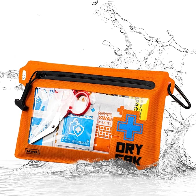 EVERLIT Ultralight Waterproof First Aid Kit, Boat First Aid Kit, Marine Medical Kit for Boating, Kayak, Backpacking, Hiking, Camping, Emergency Kit (Orange)