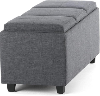 SIMPLIHOME Avalon 42 Inch Wide Contemporary Rectangle Storage Ottoman in Slate - Image 7