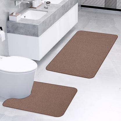 Bathroom Rugs Set 2 Pieces, Thin Bathroom Mats, Toilet Rugs, Quick Dry - Image 2