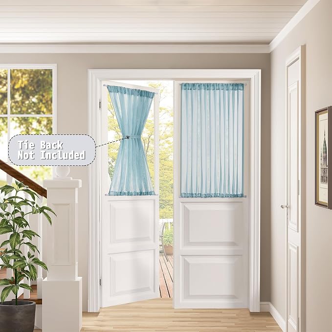 Tollpiz Small Sheer Door Curtain Closet Linen Textured Curtain Sheers Doorway - Image 2