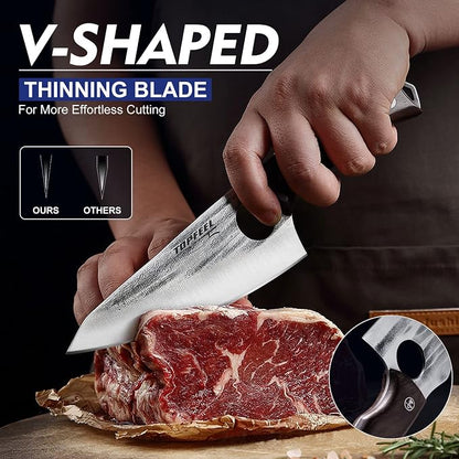 Topfeel 3PCS Butcher Knife Set Hand Forged chef knife Boning Knife, High Carbon - Image 2