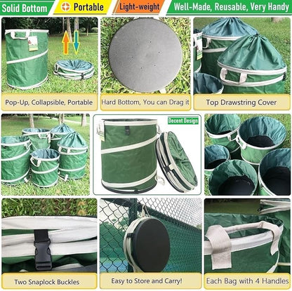 46-Gallon Collapsible Trash Can Hard-Shell Bottom Yard Garden Bag - Image 4