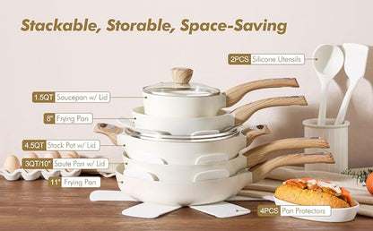 SENSARTE Ceramic Cookware Sets, Pots and Pans Set Non stick, Granite Induction - Image 6