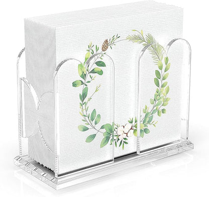 LUGUNU Acrylic Cocktail Napkin Holder-Clear Scalloped Napkin Dispenser by LUGUNU