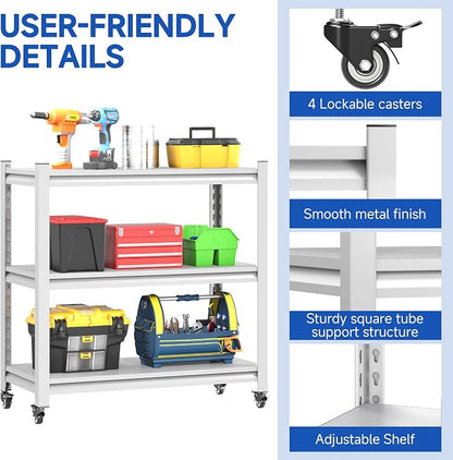 34''W Garage Heavy Duty 3-Tier Adjustable Storage Rack, Steel Shelving - Image 5
