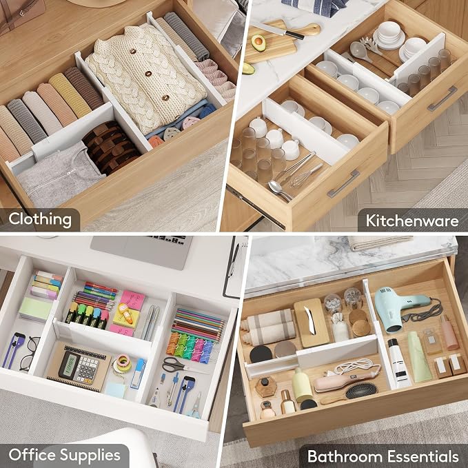 Lifewit 4 Pack 6" High Drawer Dividers 34-56cm/13.5-22" Adjustable Drawer - Image 8