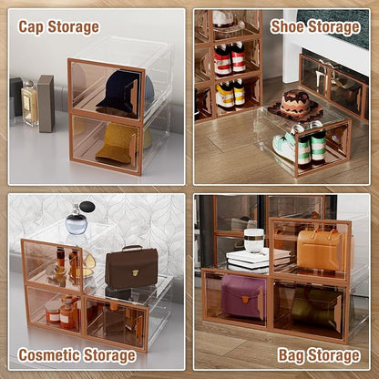 Shoe Storage Boxes Stackable, X-Large Plastic Clear Shoe Organizers - Image 6
