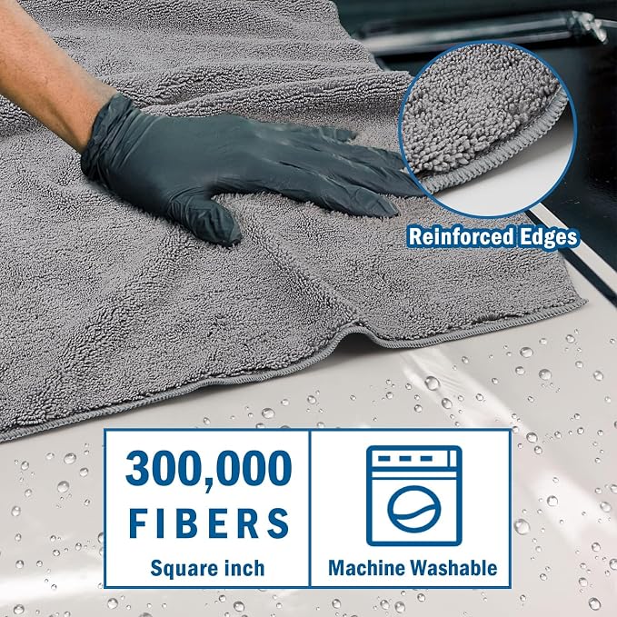HOMEXCEL Professional Large Microfiber Car Drying Towels 4 Pack, Lint Free - Image 2