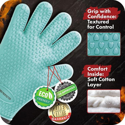KITCHEN PERFECTION XL Silicone Smoker Oven Gloves -Extreme Heat Resistant BBQ - Image 4