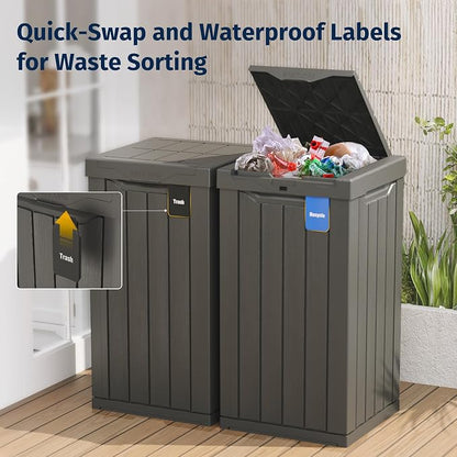 EAST OAK 31 Gallon Outdoor Trash Can | Waterproof Resin Garbage Can - Image 4