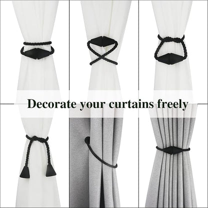 2 Pack Magnetic Curtain Tiebacks Rope Modern Handmade Curtain Tie Backs - Image 5